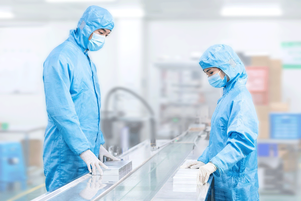 ISO 5 cleanroom with personnel working