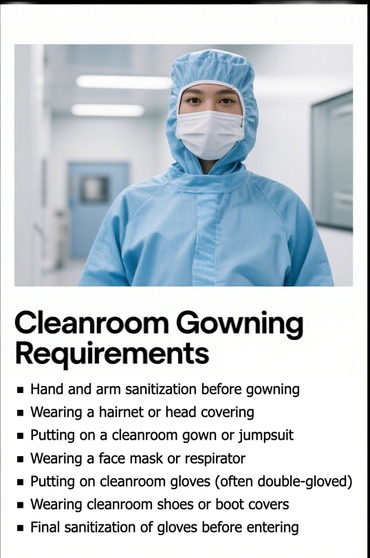 Proper gowning attire for cleanroom personnel.jpg Proper gowning attire for cleanroom personnel.jpg
