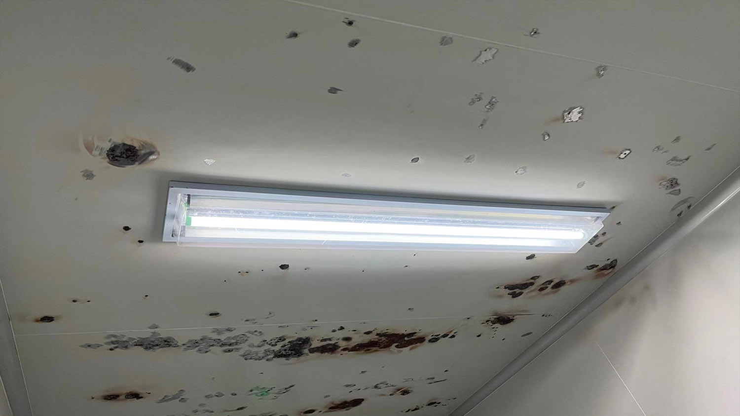 Chemically damaged cleanroom panel.jpg