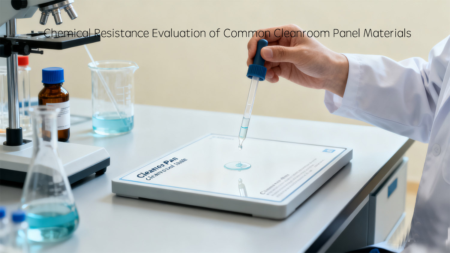 Chemical spot testing on cleanroom panel samples.jpg