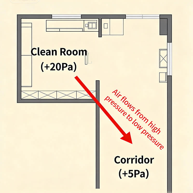 Visualizing airflow direction driven by pressure differences Visualizing airflow direction driven by pressure differences