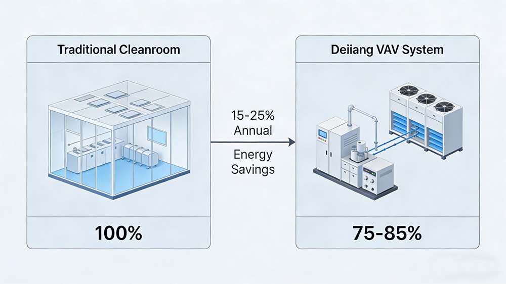Energy Consumption- Conventional (Left) vs Deiiang VAV System (Right)