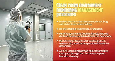 Clean room environment monitoring manage