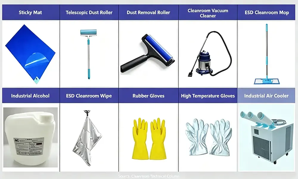 Cleanroom cleaning tools and products.webp