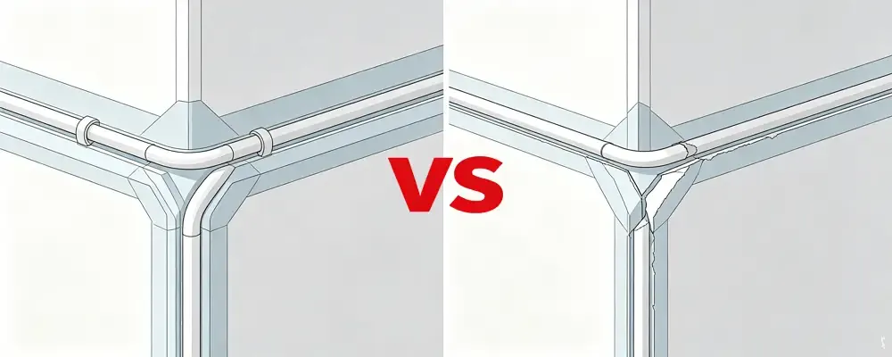 Correct vs incorrect cleanroom penetration sealing detail.webp