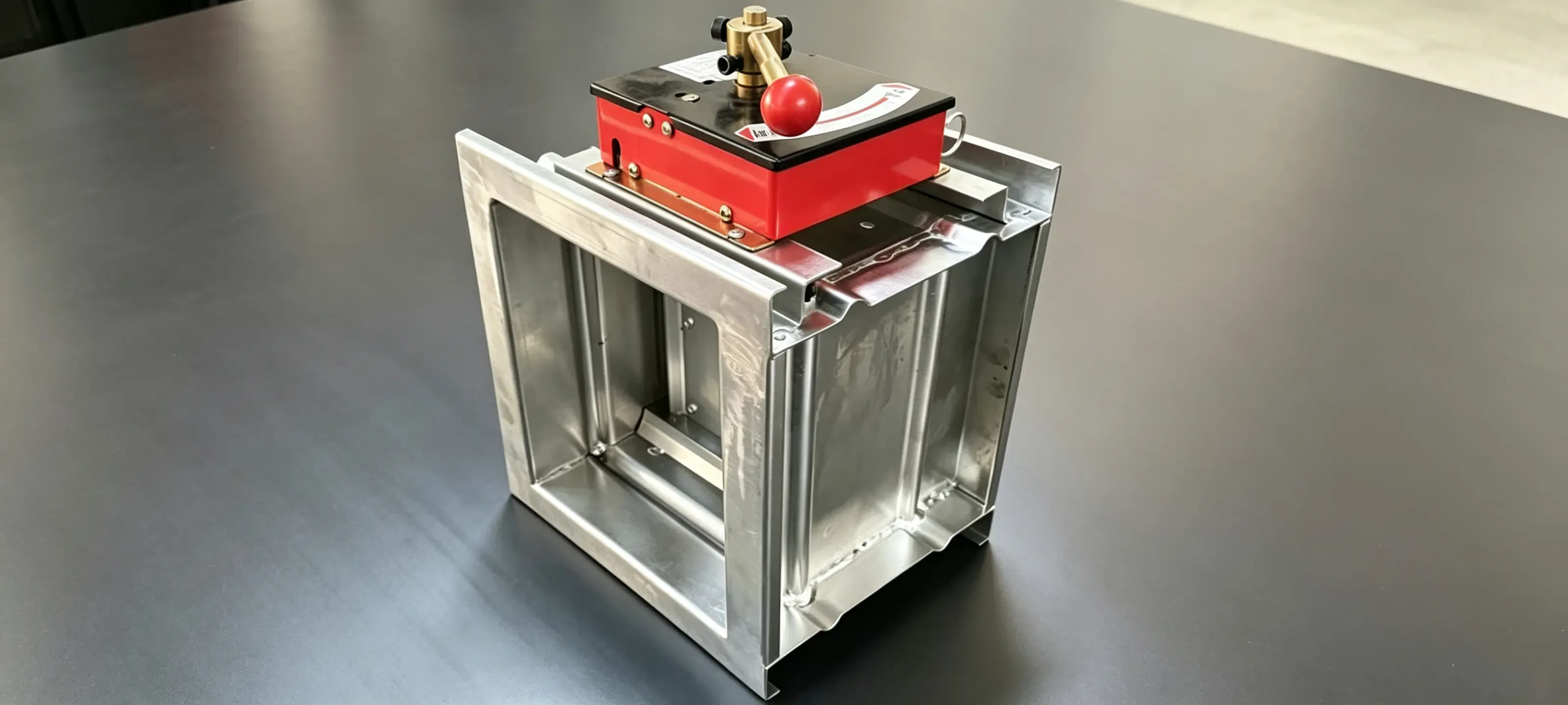 150°C kitchen fire damper with inspection port.