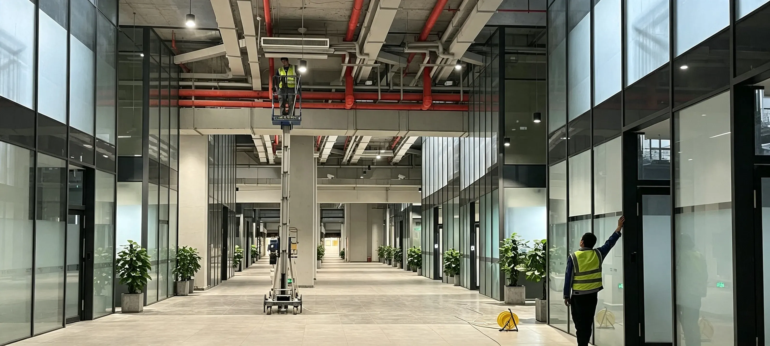 Dual-pipe fan coil unit for cleanroom auxiliary office