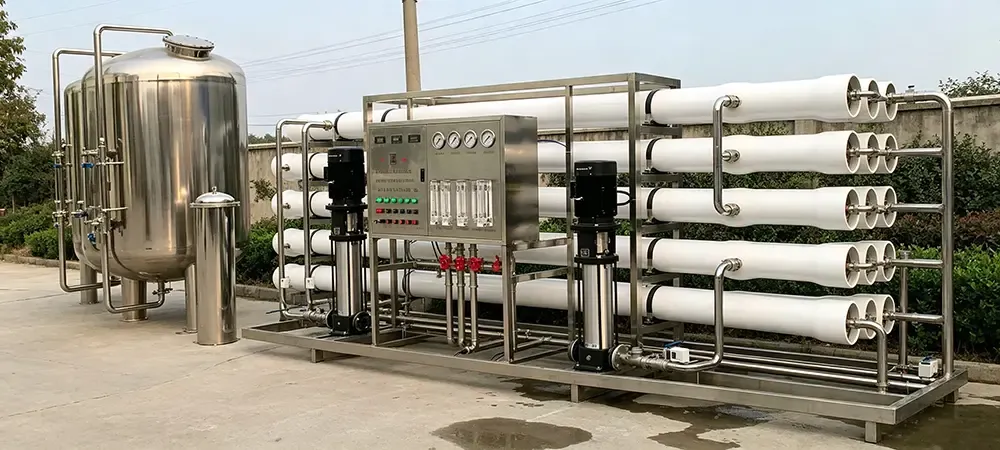Lithium battery factory water reuse system Deiiang lithium battery factory RO and UF system in Yangtze River region, achieving permeate conductivity 2-4 µS/cm