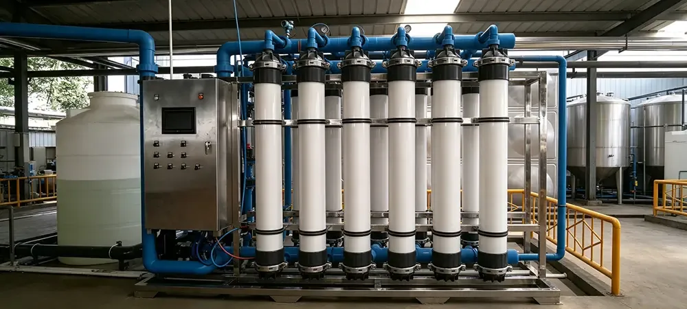 Municipal reclaimed water polishing with UF Deiiang municipal wastewater reuse UF system treating monsoon high-turbidity water, SDI15 stable below 2.0