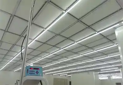 Cleanroom Ceiling Build: T‑Bar + FFU + B