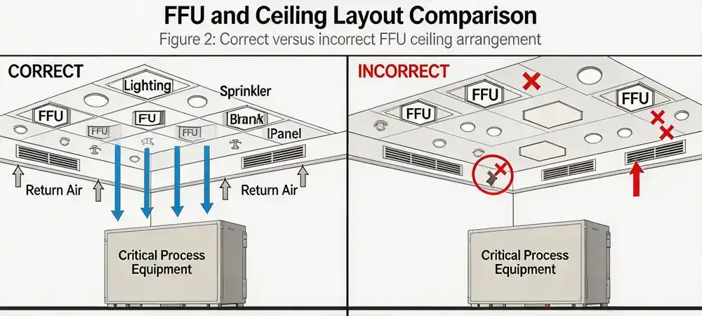 fan filter unit spacing and ceiling layout comparison.webp
