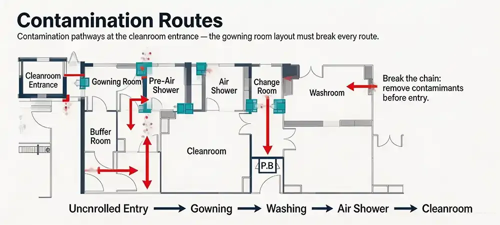 Cleanroom Contamination routes Cleanroom Contamination routes