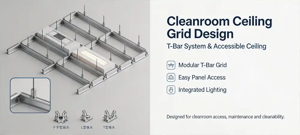 Cleanroom Ceiling Grid Design- T-Bar vs. Walkable Ceiling Systems.webp