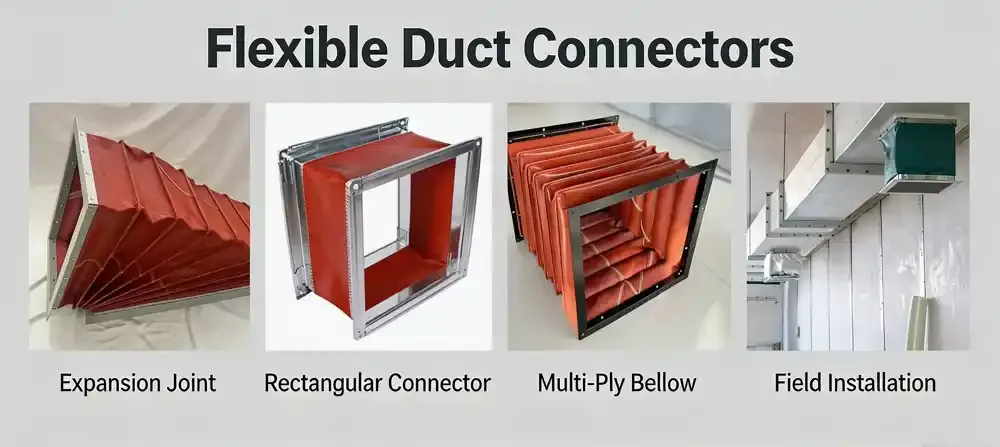 Flexible duct connector for vibration isolation Flexible duct connector for vibration isolation
