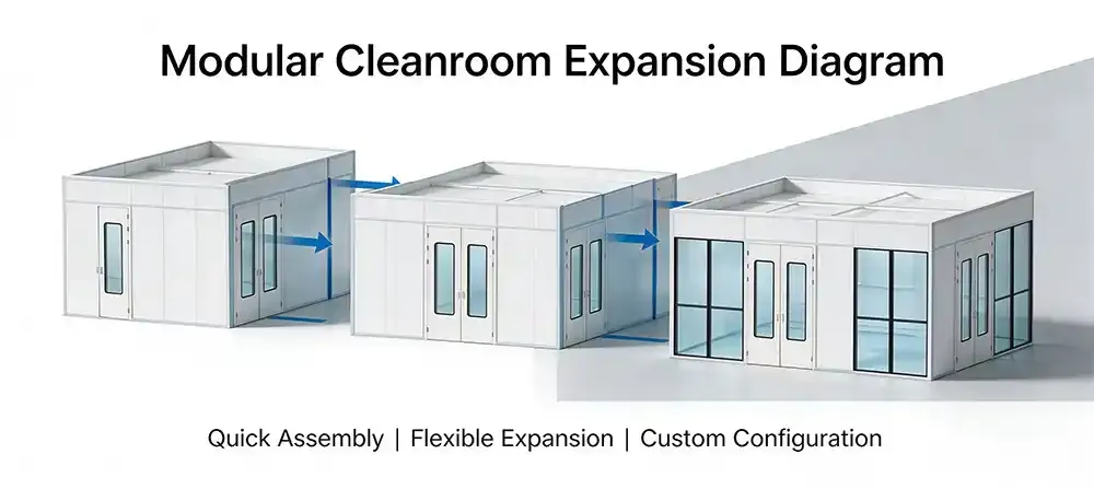 Modular cleanroom pod expansion illustration.webp