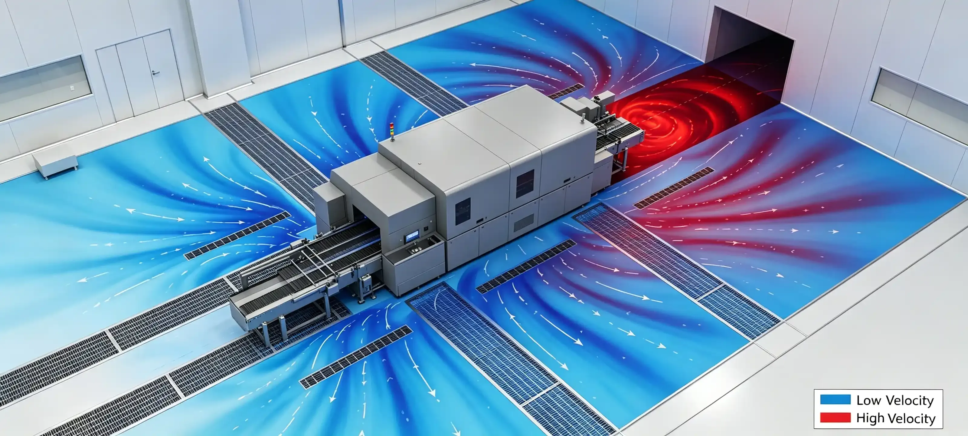 CFD cloud map of dead zone behind process equipment