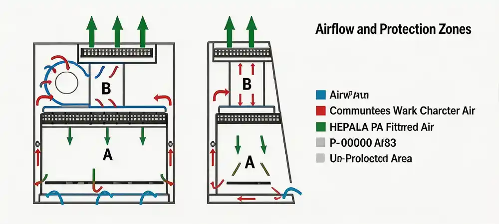 Airflow principle of biosafety cabinet Airflow principle of biosafety cabinet