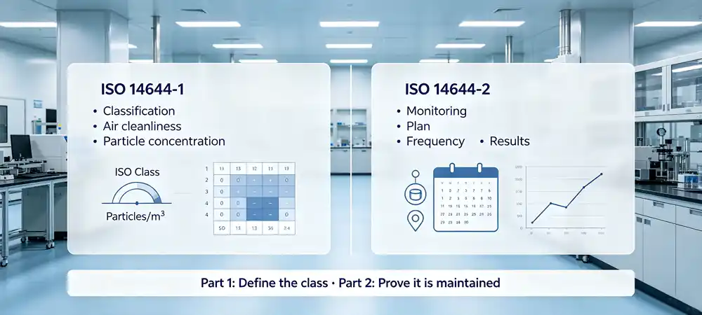 The role distinction between ISO 14644-1 and ISO 14644-2