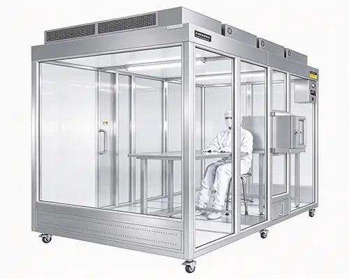 ISO 5 clean booth - including staff diagram