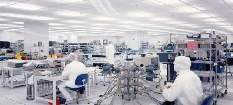 Operator working a long shift under a dense FFU ceiling Operator working a long shift under a dense FFU ceiling