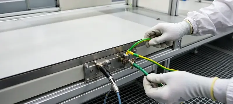 Grounding and equipotential bonding connections in a cleanroom Grounding and equipotential bonding connections in a cleanroom