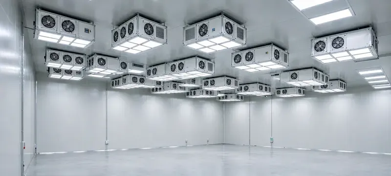 An empty over-ventilated cleanroom wasting energy