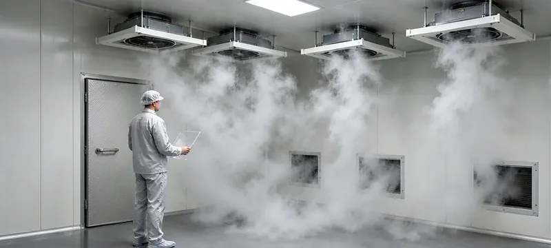 Improper airflow pathing and pressure imbalance in a cleanroom Improper airflow pathing and pressure imbalance in a cleanroom
