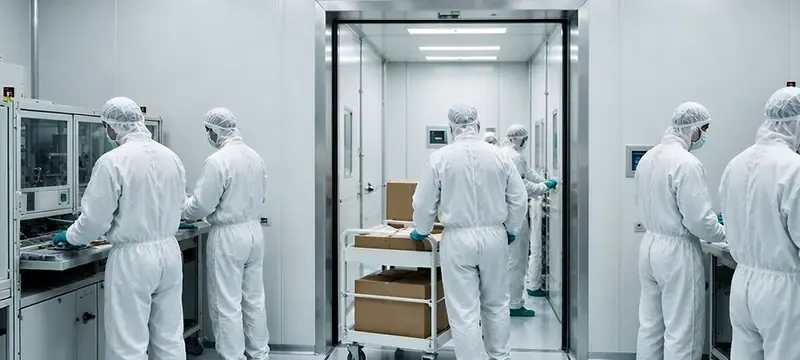 Congested personnel and material flow in a cleanroom airlock Congested personnel and material flow in a cleanroom airlock
