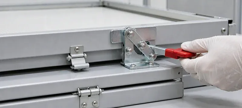 Tool-free FFU hardware designed for easy cleanroom maintenance