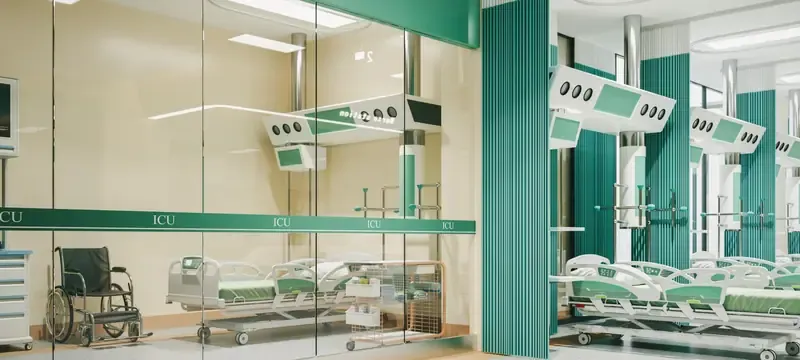 Negative pressure isolation room with wall-mounted pressure gauge