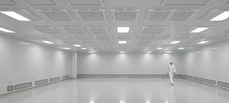 Cleanroom ceiling fully fitted with HEPA filter modules