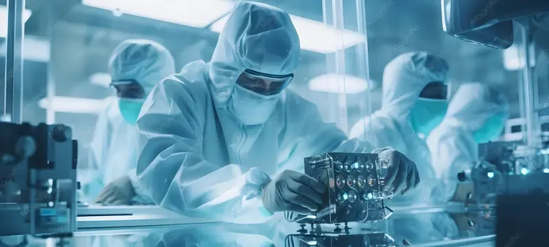 ISO 7 medical device cleanroom being audited with a particle counter