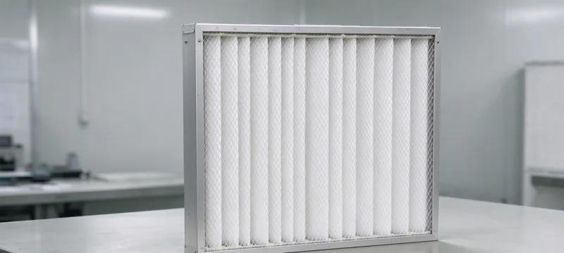Deiiang Combined H13/H14 high-efficiency filter product photo shows the ABS frame, separator-less pleat pack, and a diamond mesh protective screen.