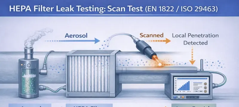 HEPA filter testing standards EN 1822, MIL-STD-282 and IEST-RP-CC001
