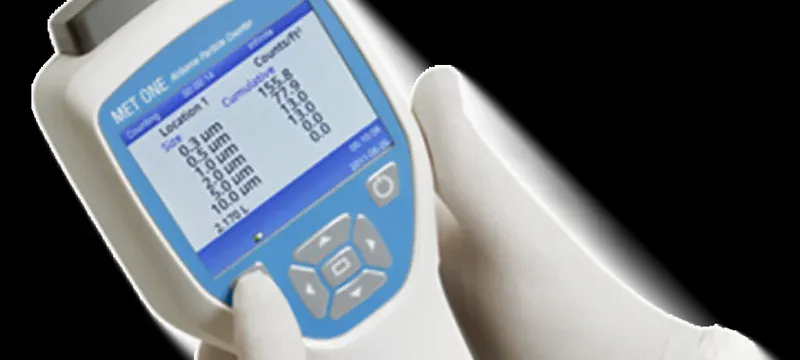 Particle counter results showing cleanroom performance metrics