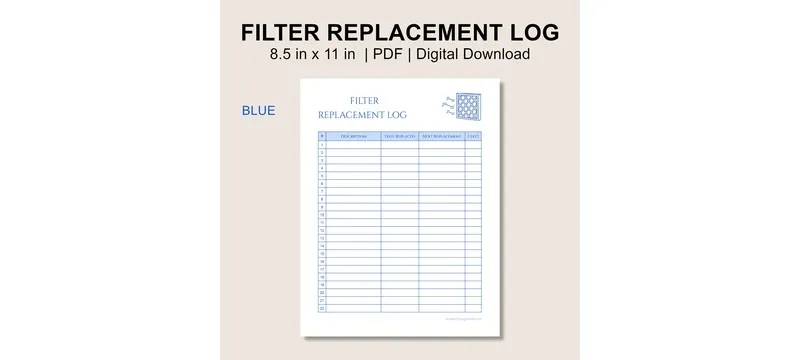 Filter inspection replacement record log Filter inspection replacement record log