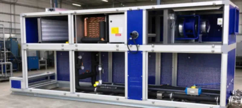 Filter bank inside air handling unit industrial