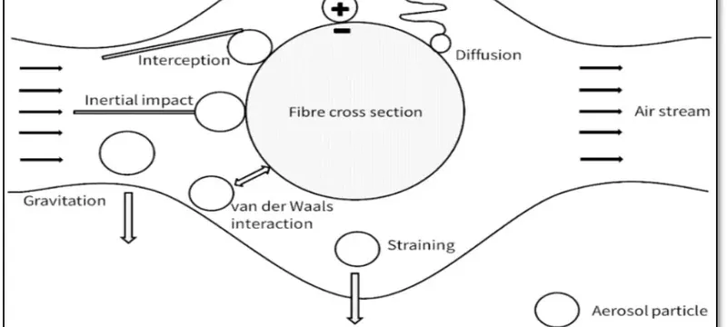 Particle capture mechanisms fibrous filter