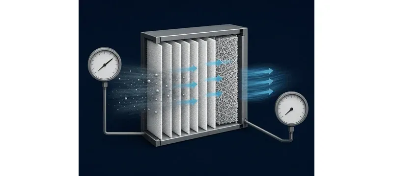 Airflow pressure drop across filter