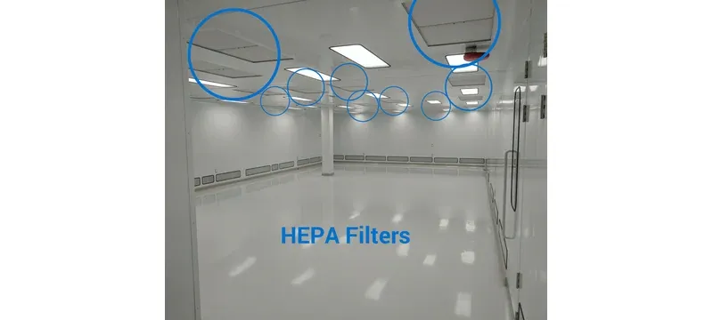 Cleanroom HEPA filter ceiling installation