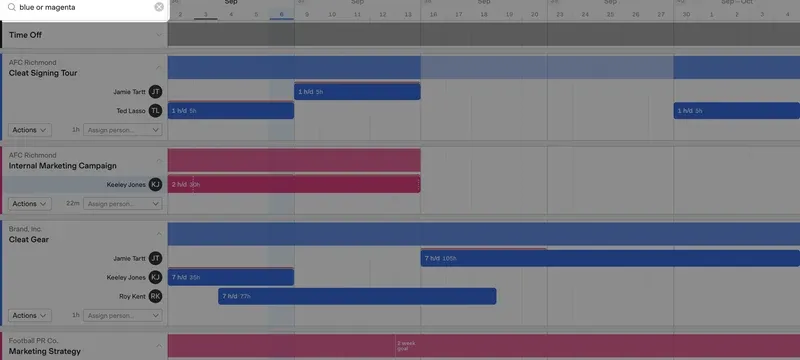 Filter validation schedule calendar