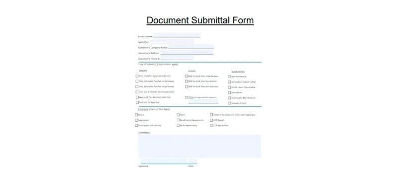 Air filter specification submittal document checklist