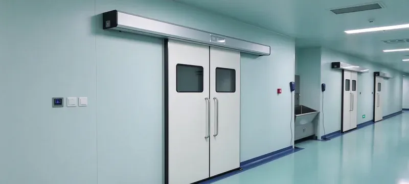 Automatic sliding door cleanroom hospital corridor interior Automatic sliding door cleanroom hospital corridor interior