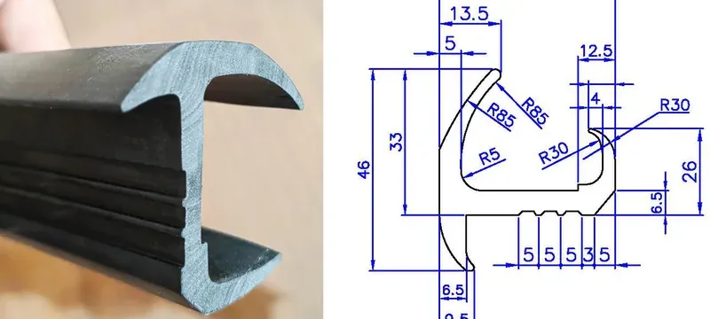 Door gasket compression mechanism seal section detail
