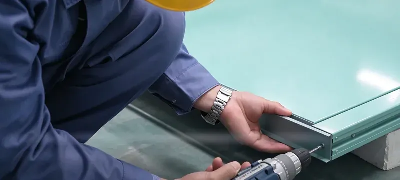 Cleanroom door frame structural opening installation site Cleanroom door frame structural opening installation site