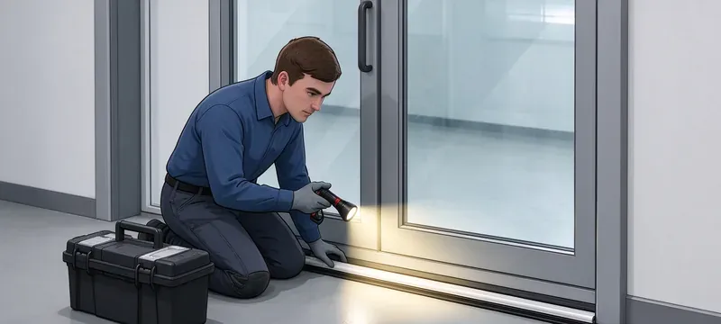 Technician servicing door gasket seal maintenance Technician servicing door gasket seal maintenance