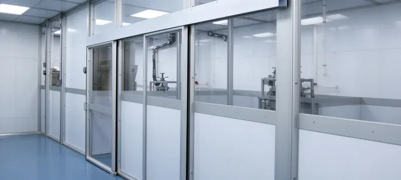 Cleanroom sliding door material transfer corridor interior Cleanroom sliding door material transfer corridor interior