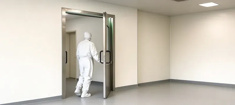 Cleanroom door maintenance access side clearance area Cleanroom door maintenance access side clearance area