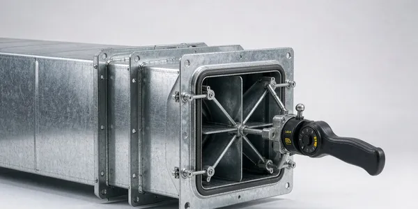 Manual duct damper with quadrant locking handle