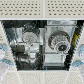 Deiiang duct dampers and valves in a pharmaceutical cleanroom HVAC system